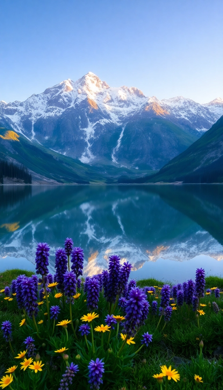 iPhone Refreshing Spring Mountain Reflection Aesthetic Background